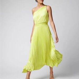 One-Shoulder Pleated Midi Dress